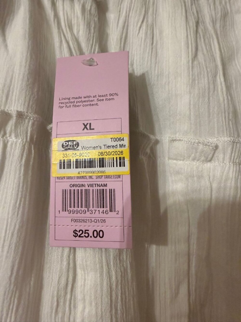 NWT Target White Tiered Mini Skirt Size XL